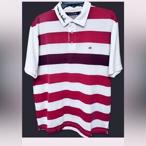 RARE 2011 NWOT Travis Mathew Red & White Striped Polo Men’s Large